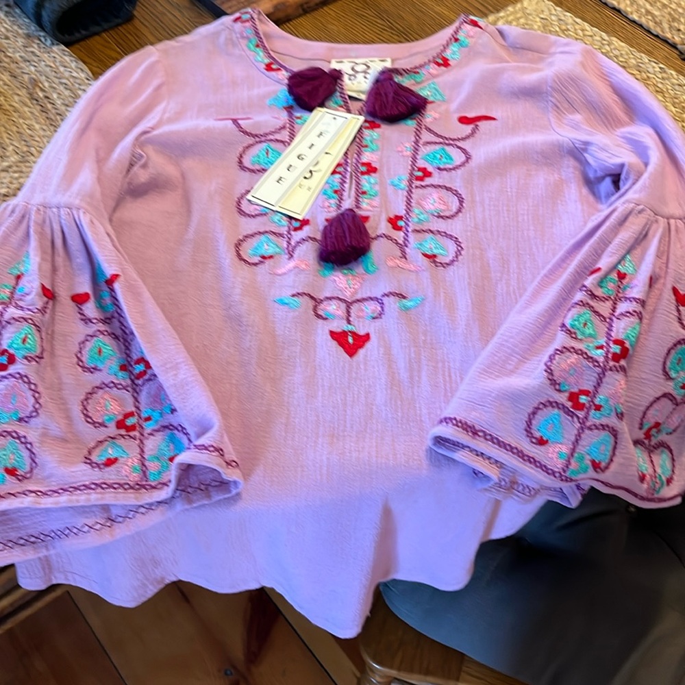 Figue nwt s small purple embroidered shirt